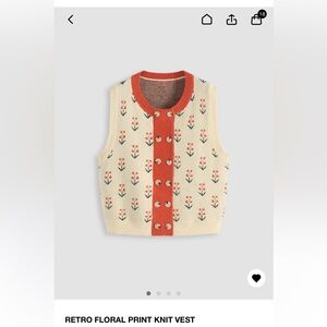 NWT RETRO FLORAL PRINT KNIT VEST